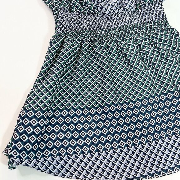 Parker Luisa Mini Dress Womens Medium Multicolor Geometric Print Flutter Sleeve - Picture 11 of 12